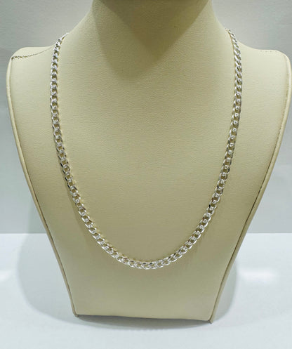 SILVER ITALIAN CUBAN LINK NECKLACE 18”, WEIGHT: 8.9gm, WIDTH: 3.78mm