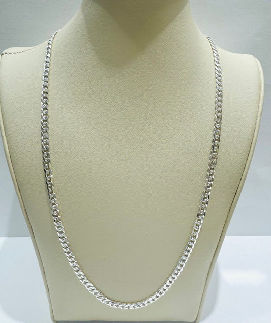 SILVER ITALIAN CUBAN LINK NECKLACE 22”, WEIGHT: 11.2gm, WIDTH: 3.80mm