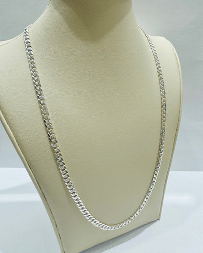 SILVER ITALIAN CUBAN LINK NECKLACE 22”, WEIGHT: 11.2gm, WIDTH: 3.80mm