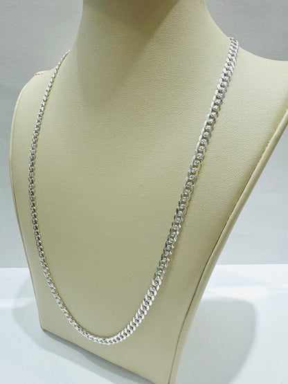 SILVER ITALIAN CUBAN LINK NECKLACE 22”, WEIGHT: 11.2gm, WIDTH: 3.80mm