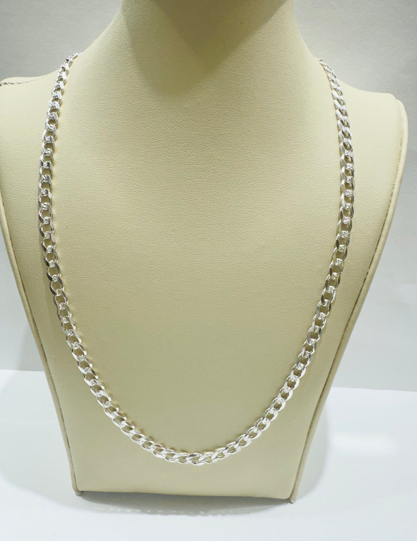 SILVER ITALIAN CUBAN LINK NECKLACE 20”, WEIGHT: 12.2gm, WIDTH: 4.60mm