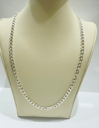 SILVER ITALIAN CUBAN LINK NECKLACE 20”, WEIGHT: 12.2gm, WIDTH: 4.60mm
