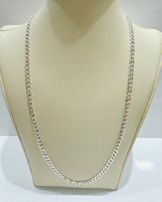 SILVER ITALIAN CUBAN LINK NECKLACE 26”, WEIGHT: 12.8gm, WIDTH: 3.82mm