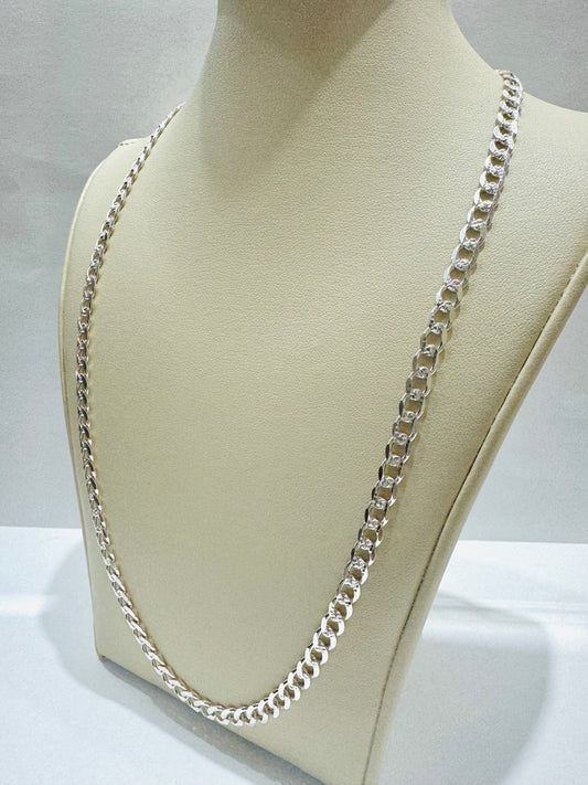 SILVER ITALIAN CUBAN LINK NECKLACE 28, WEIGHT: 19.7gm, WIDTH: 4.75mm