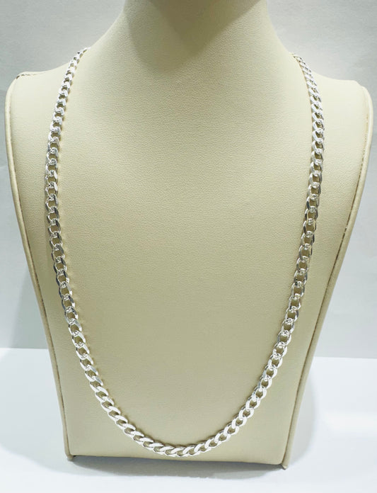 SILVER ITALIAN CUBAN LINK NECKLACE 30”, WEIGHT: 19.6gm, WIDTH: 4.71mm