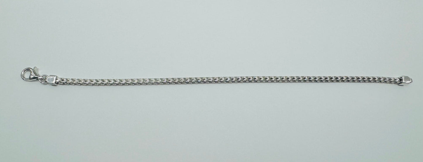 SILVER ITALIAN FRANCO BRACELET 9”, WEIGHT: 10.4gm, WIDTH: 3mm
