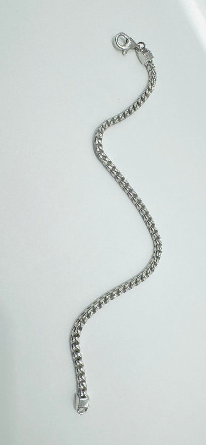 SILVER ITALIAN FRANCO BRACELET 9”, WEIGHT: 10.4gm, WIDTH: 3mm