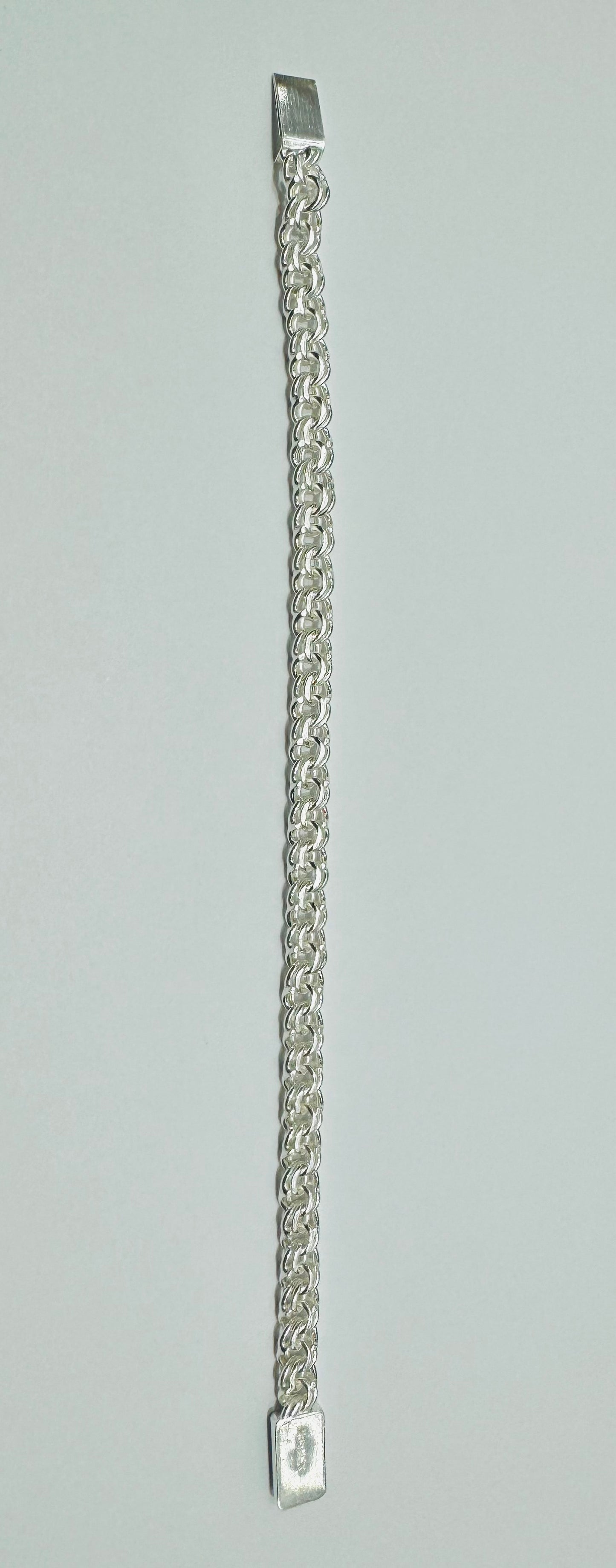 SILVER ITALIAN CHINO LINK BRACELET 9”, WEIGHT: 14.4gm, WIDTH: 6mm