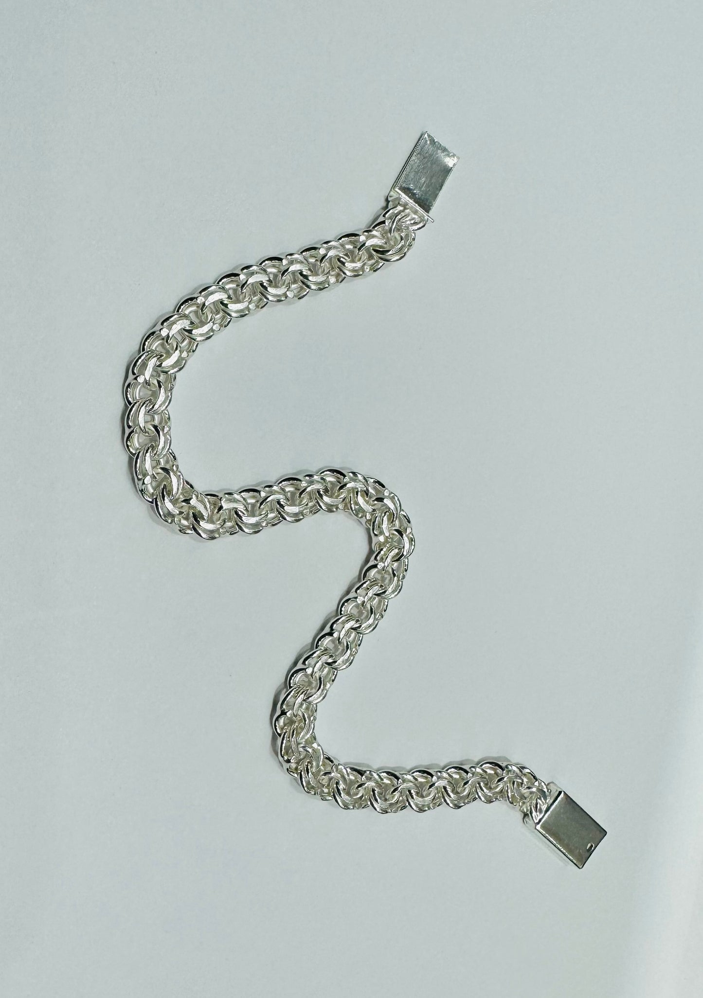 SILVER ITALIAN CHINO LINK BRACELET 9”, WEIGHT: 14.4gm, WIDTH: 6mm