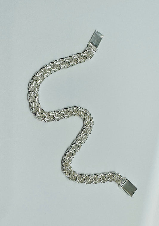SILVER ITALIAN CHINO LINK BRACELET 9”, WEIGHT: 14.4gm, WIDTH: 6mm