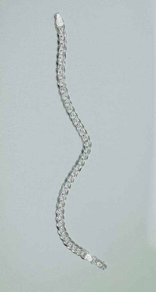 SILVER ITALIAN CUBAN LINK BRACELET 9”, WEIGHT: 9.5gm, WIDTH: 5.98mm