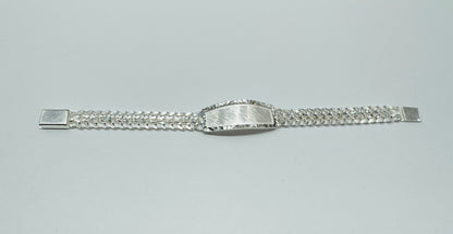 SILVER ITALIAN DOUBLE CUBAN LINK BRACELET WITH ID 8”, WEIGHT: 14.gm, WIDTH: 8.78mm