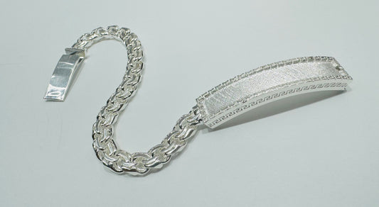 SILVER ITALIAN CHINO LINK BRACELET 9”, WEIGHT: 29.6gm, WIDTH: 6.9mm