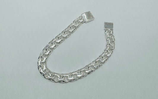 SILVER ITALIAN SOLID CHINO LINK BRACELET 10”, WEIGHT: 48.9gm, WIDTH: 10.80mm