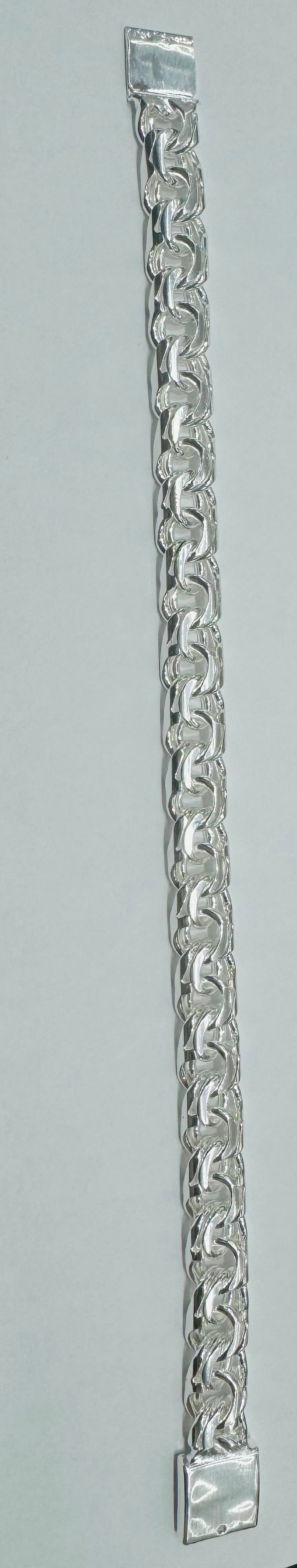 SILVER ITALIAN SOLID CHINO LINK BRACELET 10”, WEIGHT: 48.9gm, WIDTH: 10.80mm