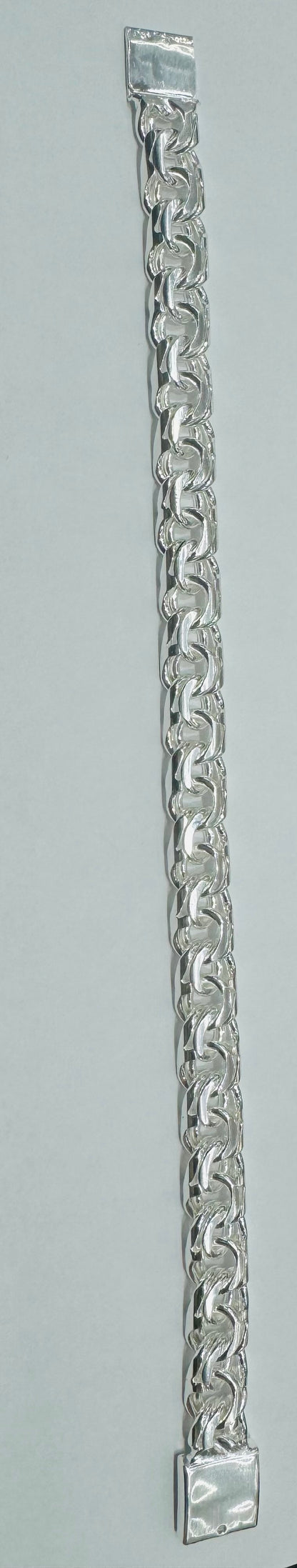 SILVER ITALIAN SOLID CHINO LINK BRACELET 10”, WEIGHT: 48.9gm, WIDTH: 10.80mm