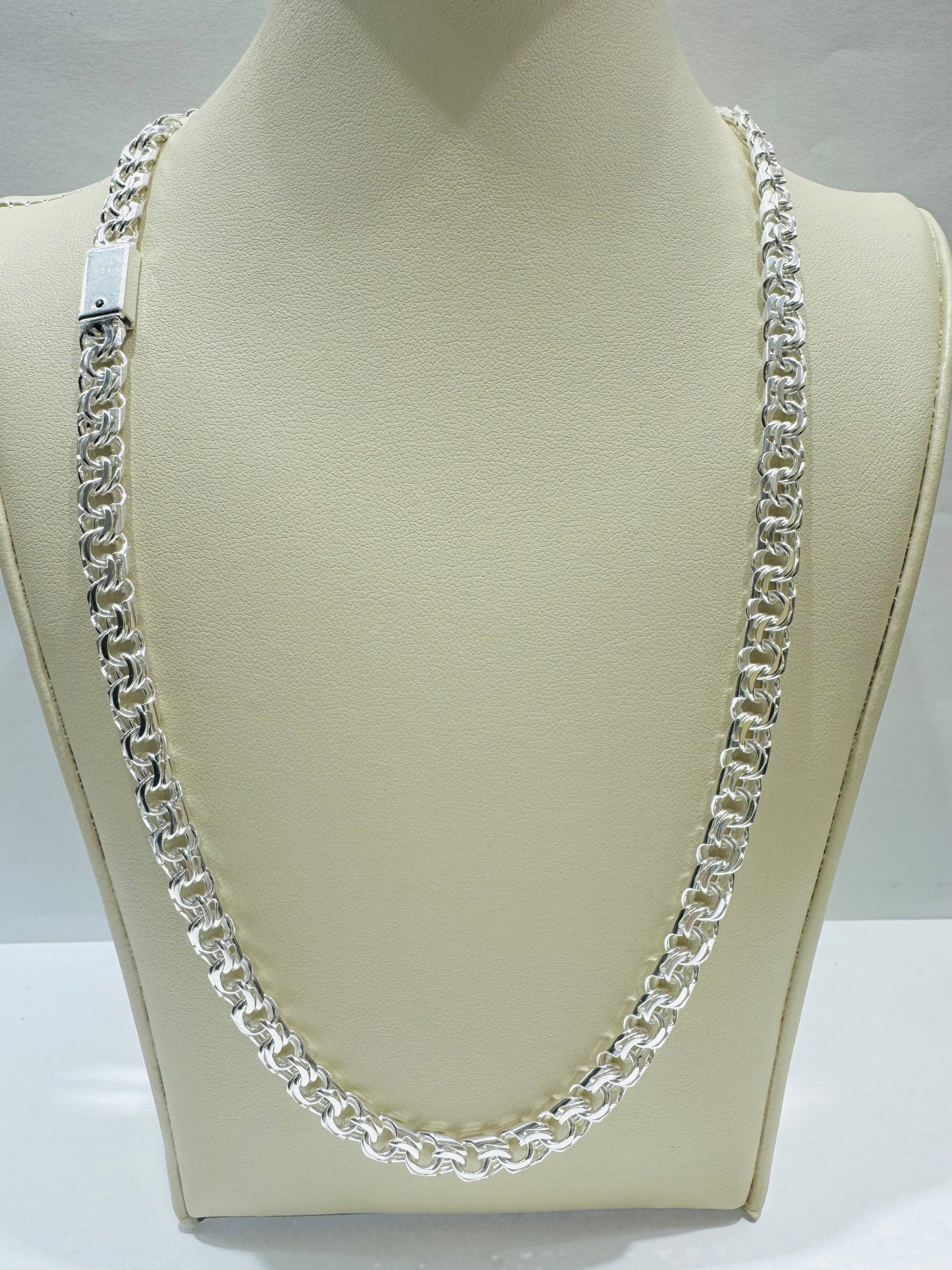 SILVER ITALIAN CHINO LINK NECKLACE 24”, WEIGHT: 34.7gm, WIDTH: 6mm