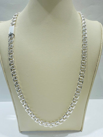 SILVER ITALIAN CHINO LINK NECKLACE 24”, WEIGHT: 34.7gm, WIDTH: 6mm