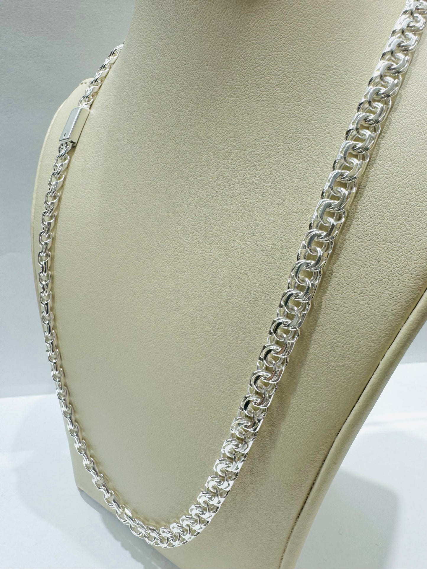 SILVER ITALIAN CHINO LINK NECKLACE 24”, WEIGHT: 34.7gm, WIDTH: 6mm