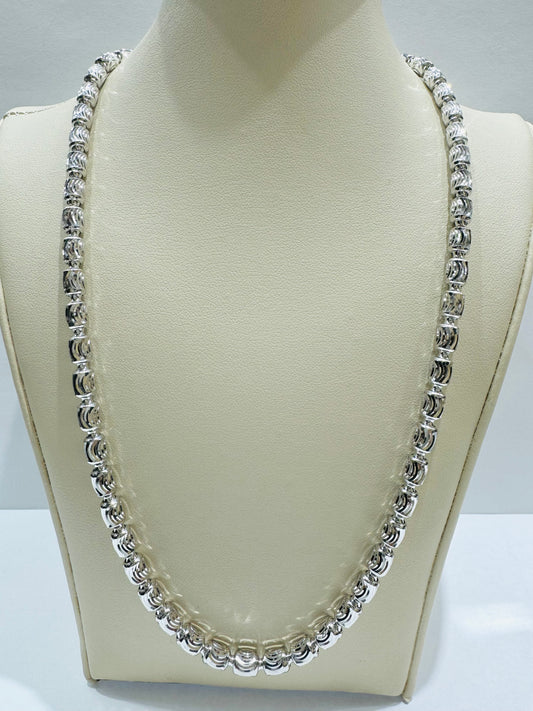 SILVER ITALIAN MOON CUT NECKLACE 24”, WEIGHT: 28.3gm, WIDTH: 3.5mm