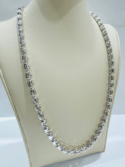 SILVER ITALIAN MOON CUT NECKLACE 24”, WEIGHT: 28.3gm, WIDTH: 3.5mm