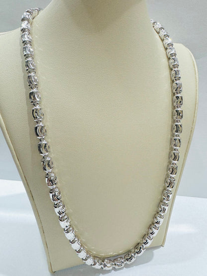 SILVER ITALIAN MOON CUT NECKLACE 28”, WEIGHT: 39.7gm, WIDTH: 4.9mm