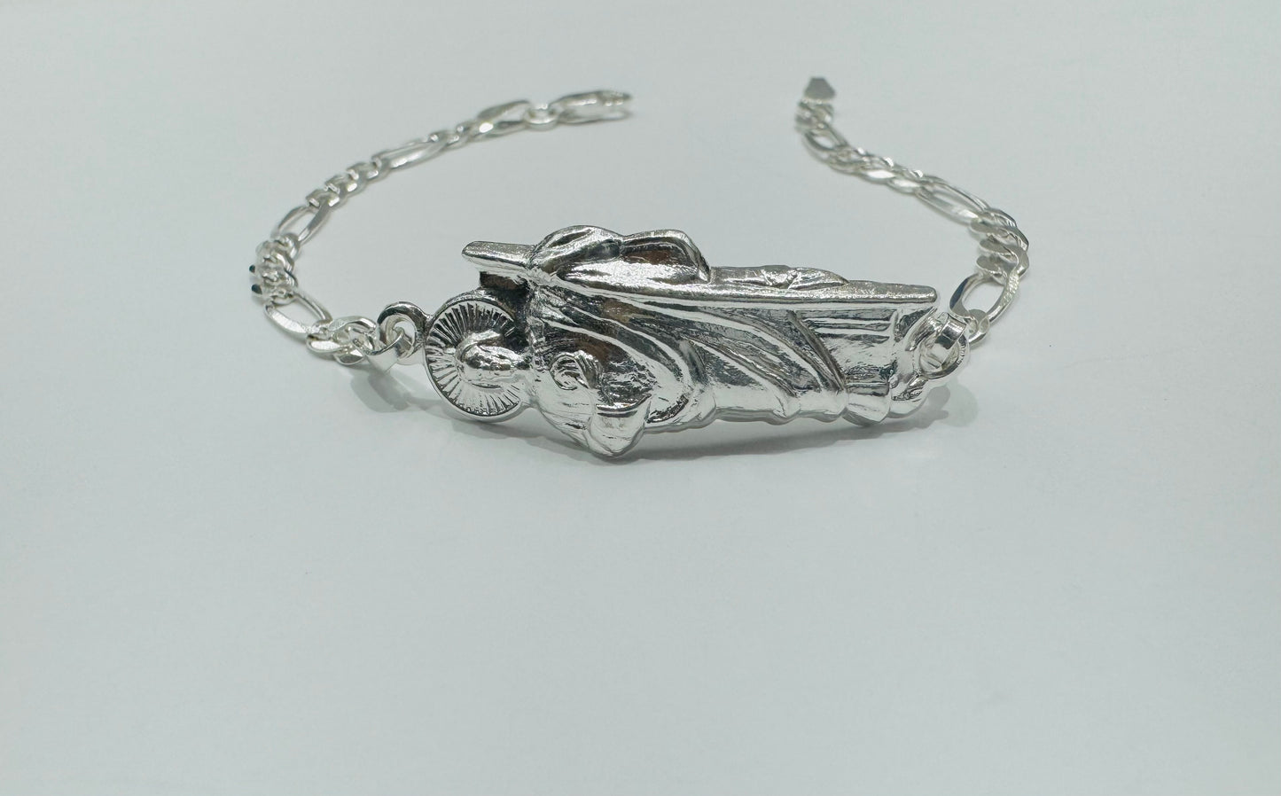 SILVER ITALIAN FIGARO SAINT JUDE BRACELET 7”, WEIGHT: 6gm