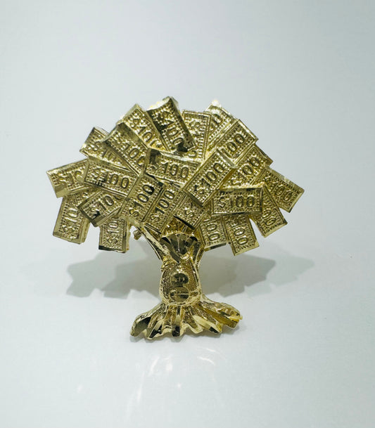 10K GOLD MONEY TREE RING, WEIGHT: 8.8gm, SIZE: 8