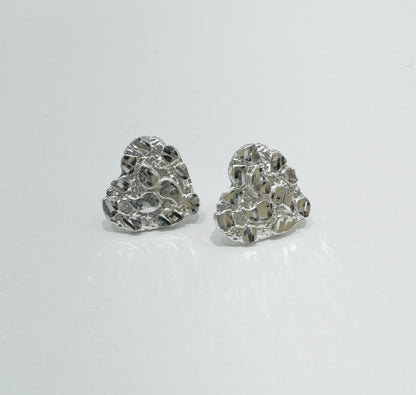 SILVER HEART NUGGET EARRINGS, WEIGHT: 2.5gm