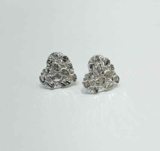 SILVER HEART NUGGET EARRINGS, WEIGHT: 2.5gm