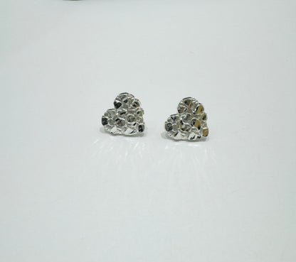 SILVER HEART NUGGET EARRINGS, WEIGHT: 1.7gm