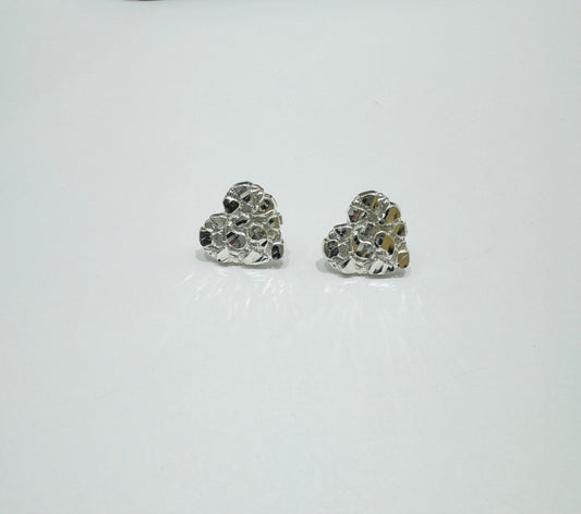 SILVER HEART NUGGET EARRINGS, WEIGHT: 1.7gm