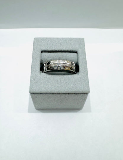 SILVER MENS BAND, SIZE: 11, WEIGHT: 8.4gm