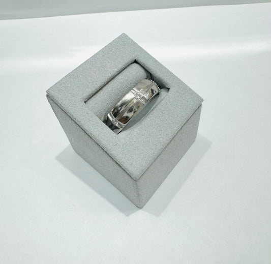 SILVER MENS BAND, SIZE: 11, WEIGHT: 8.4gm
