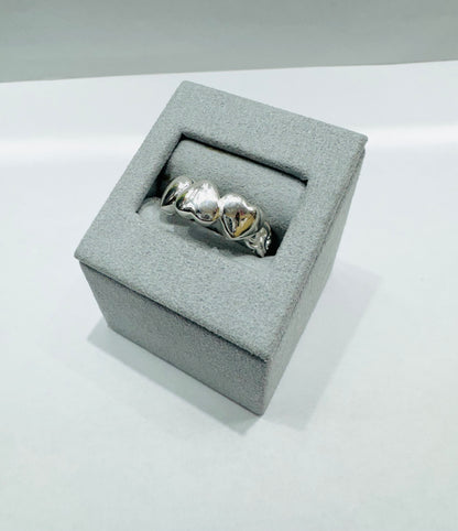 SILVER 3 HEARTS RING WITH CHINO LINK BAND, SIZE: 7, WEIGHT: 4.2gm