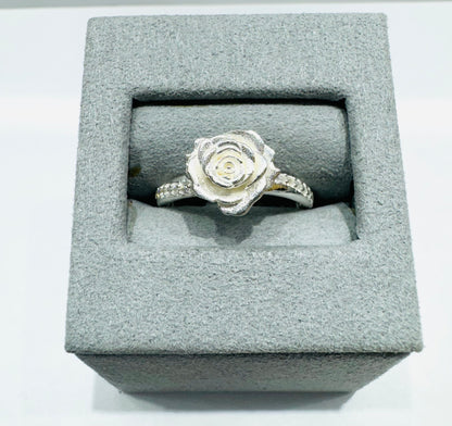 SILVER ROSE RING, SIZE: 9, WEIGHT: 3.5gm