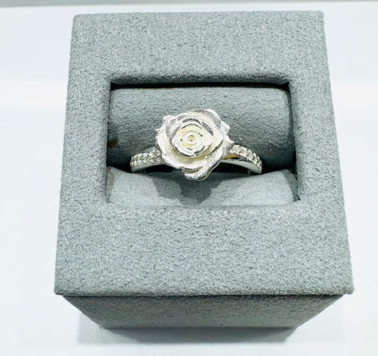 SILVER ROSE RING, SIZE: 9, WEIGHT: 3.5gm