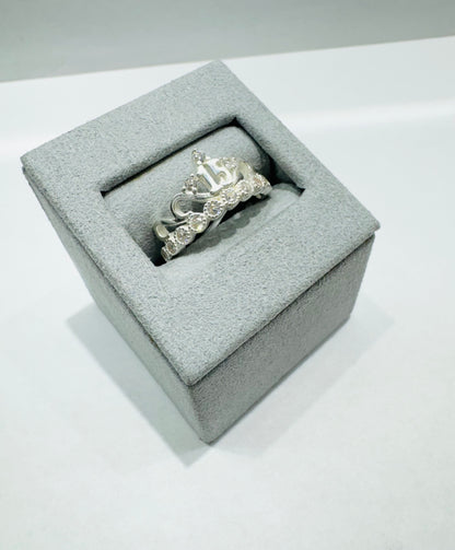 SILVER QUINCEANERA CROWN 15 RING, SIZE: 8, WEIGHT: 3.3gm