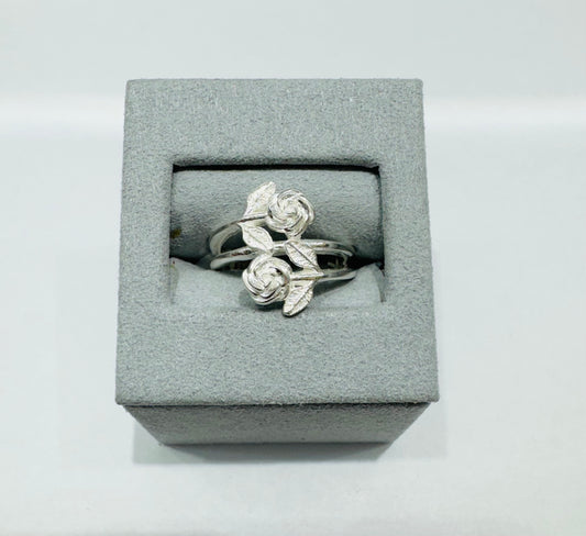 SILVER 2 ROSES RING, SIZE: 7, WEIGHT: 4.8gm