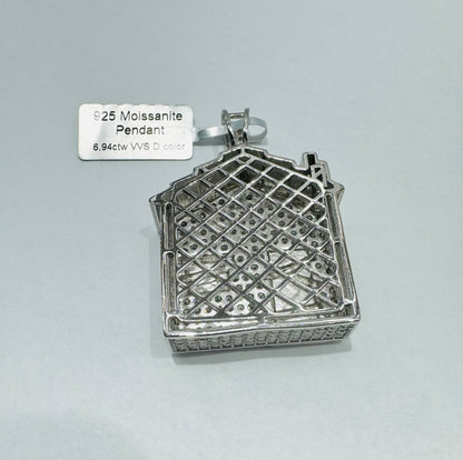 SILVER MOISSANITE PENDANT VVS 6.94CTW