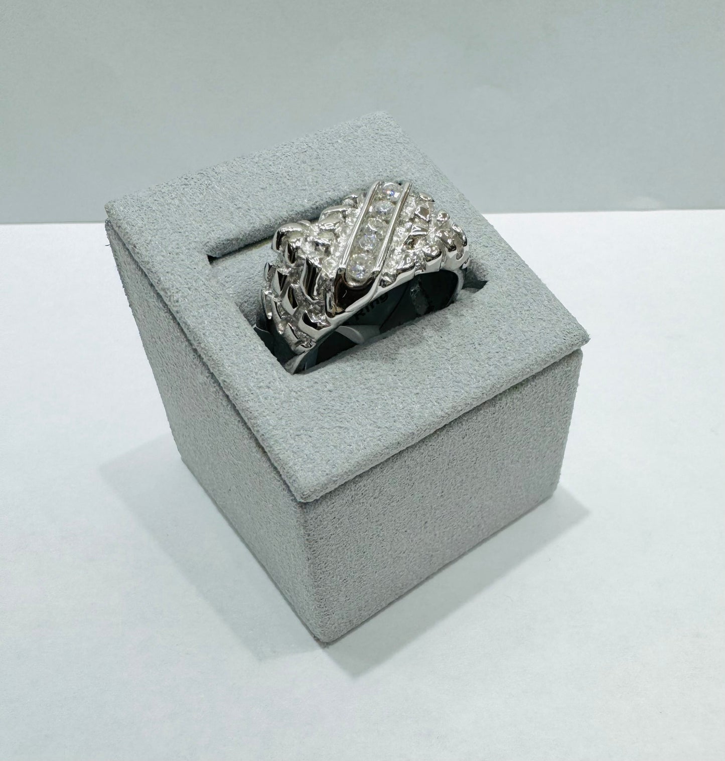 SILVER MOISSANITE NUGGET RING, 0.51CT, SIZE: 12