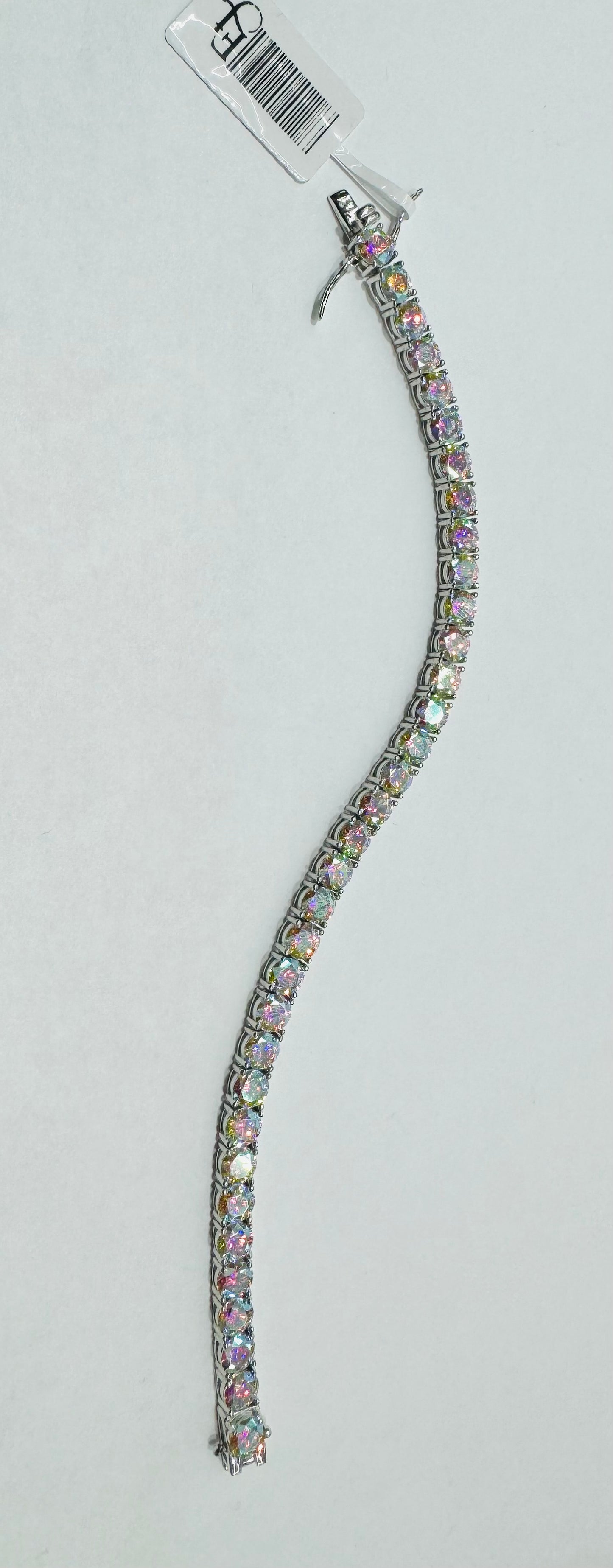 SILVER COLORED MOISSANITE TENNIS BRACELET 7”, VVS 14.45CTW