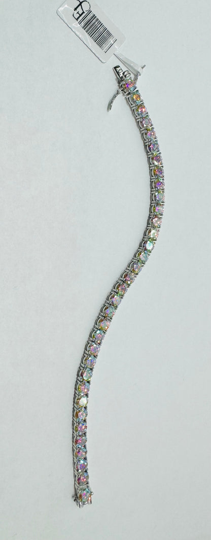 SILVER COLORED MOISSANITE TENNIS BRACELET 7”, VVS 14.45CTW