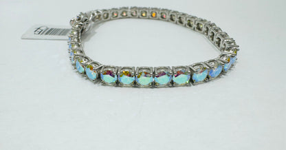 SILVER COLORED MOISSANITE TENNIS BRACELET 7”, VVS 14.45CTW