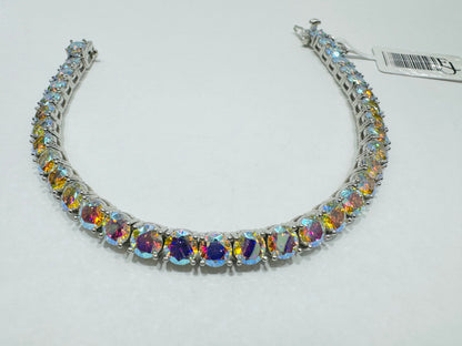 SILVER COLORED MOISSANITE TENNIS BRACELET 7”, VVS 14.45CTW