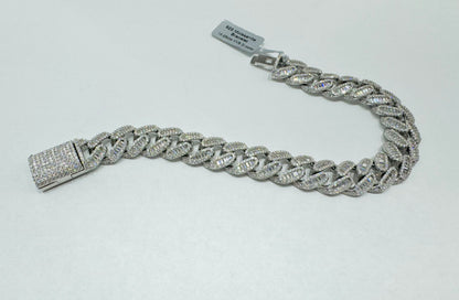 SILVER MOISSANITE CUBAN LINK BRACELET 8.5”, VVS- 13.25 CTW, WIDTH: 13.5mm
