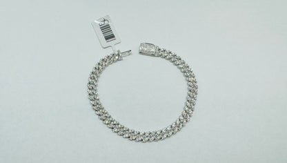 SILVER MOISSANITE CUBAN LINK BRACELET 8”, 5.89CTW, WIDTH: 7mm