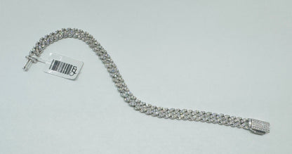 SILVER MOISSANITE CUBAN LINK BRACELET 8”, 5.89CTW, WIDTH: 7mm