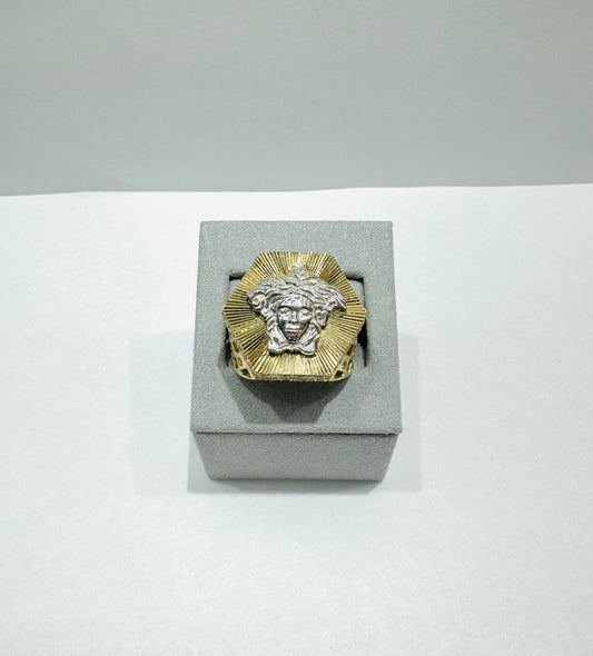 10K GOLD MEDUSA HEAD RING, SIZE: 11, WEIGHT: 8.3gm