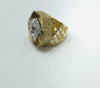10K GOLD MEDUSA HEAD RING, SIZE: 11, WEIGHT: 8.3gm